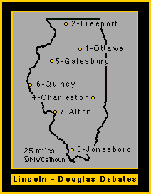 Map of Illinois showing
Debate Sites